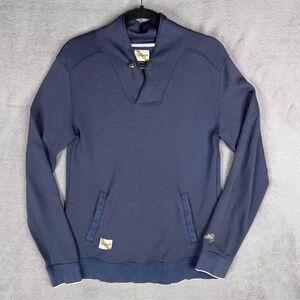 Tracksmith Emil Shawl Merino Wool Blend Pullover Women's Large Navy Running